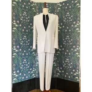 Vintage Emanuel Ungaro 3 piece pantsuit in white and black, size 6